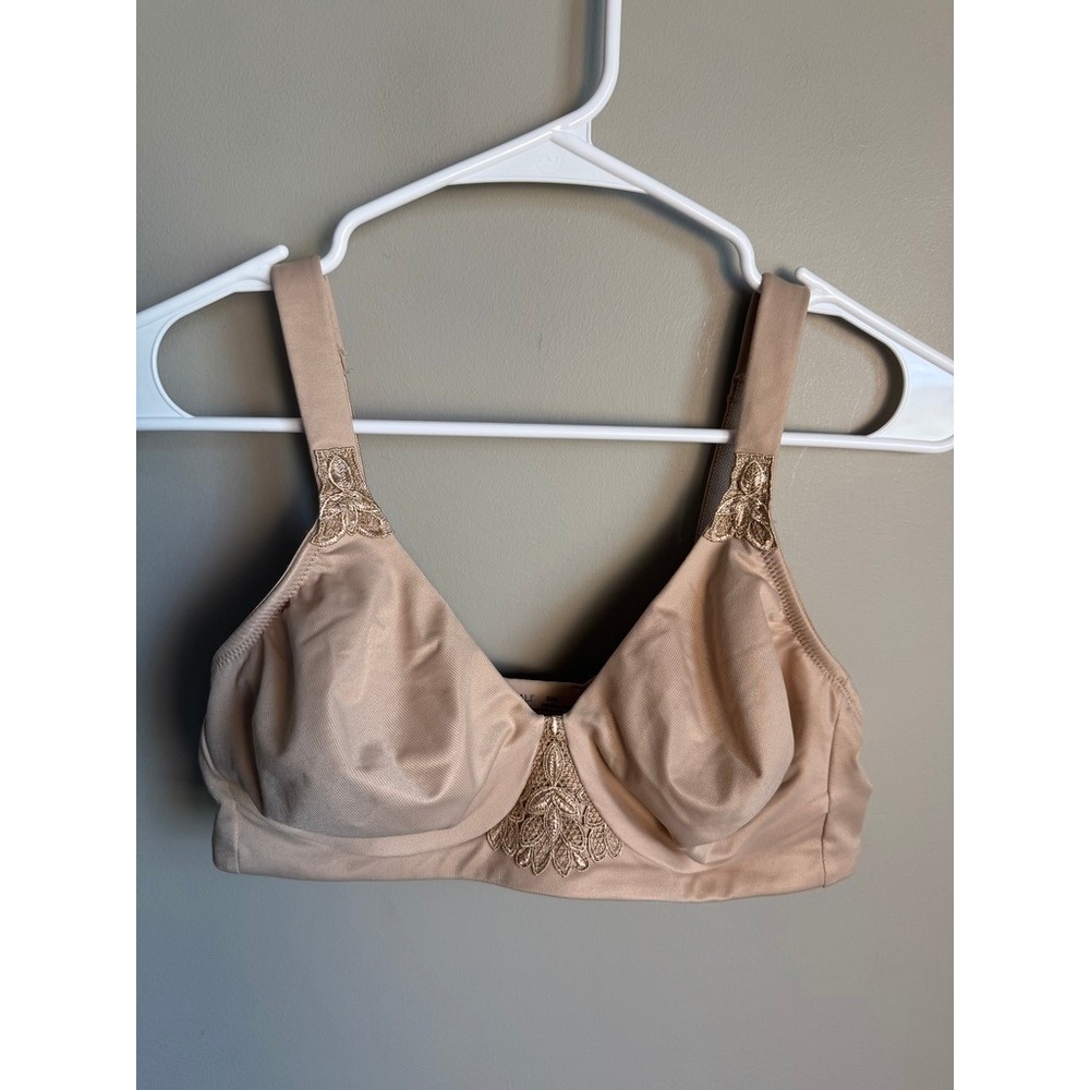 Bali Womens Nude Tan Lace Trim Wirefree Bra 38C Minimalist Basic Comfort